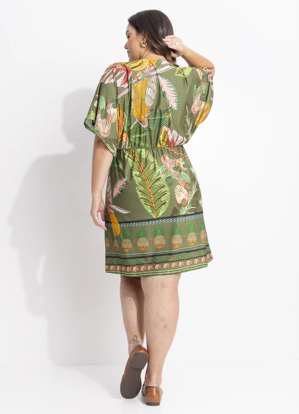 Quintess - Vestido Barrado Verde em Malha Fria