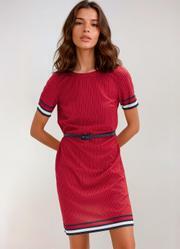 Vestido Barrado Vermelho em Malha Fria