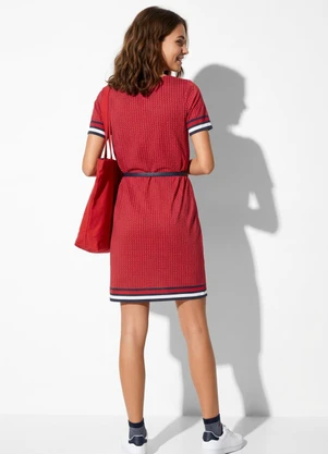 Bimini - Vestido Barrado Vermelho em Malha Fria - BIMINI