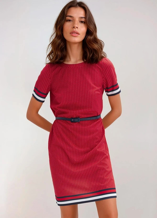 bonprix - Vestido Barrado Vermelho em Malha Fria