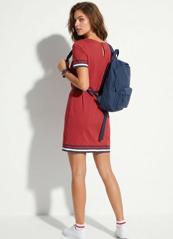 Bimini - Vestido Barrado Vermelho em Malha Fria 4