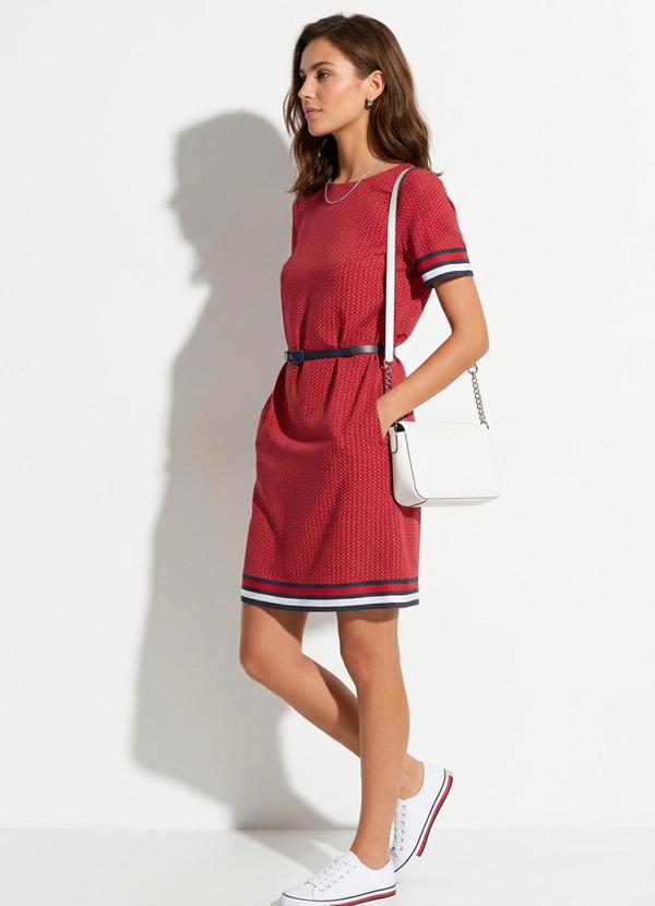 Bimini - Vestido Barrado Vermelho em Malha Fria 7