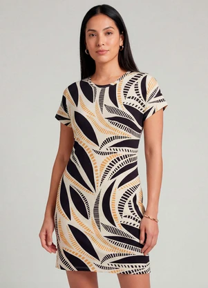 Infinita Cor - Vestido Básico com Gola Redonda Amarelo - INFINITA COR