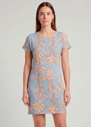 Infinita Cor - Vestido Básico com Gola Redonda Azul - INFINITA COR