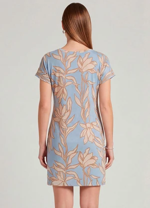 Infinita Cor - Vestido Básico com Gola Redonda Azul - INFINITA COR