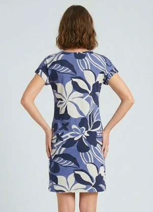Infinita Cor - Vestido Básico com Gola Redonda Azul - INFINITA COR