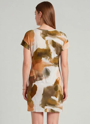 Infinita Cor - Vestido Básico com Gola Redonda Bege - INFINITA COR