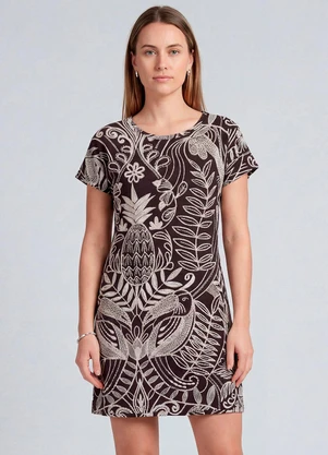 Infinita Cor - Vestido Básico com Gola Redonda Preto - INFINITA COR