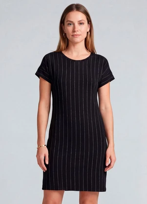 Infinita Cor - Vestido Básico com Gola Redonda Preto - INFINITA COR