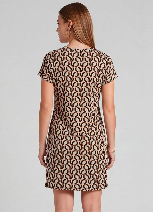 Infinita Cor - Vestido Básico com Gola Redonda Rosa 2