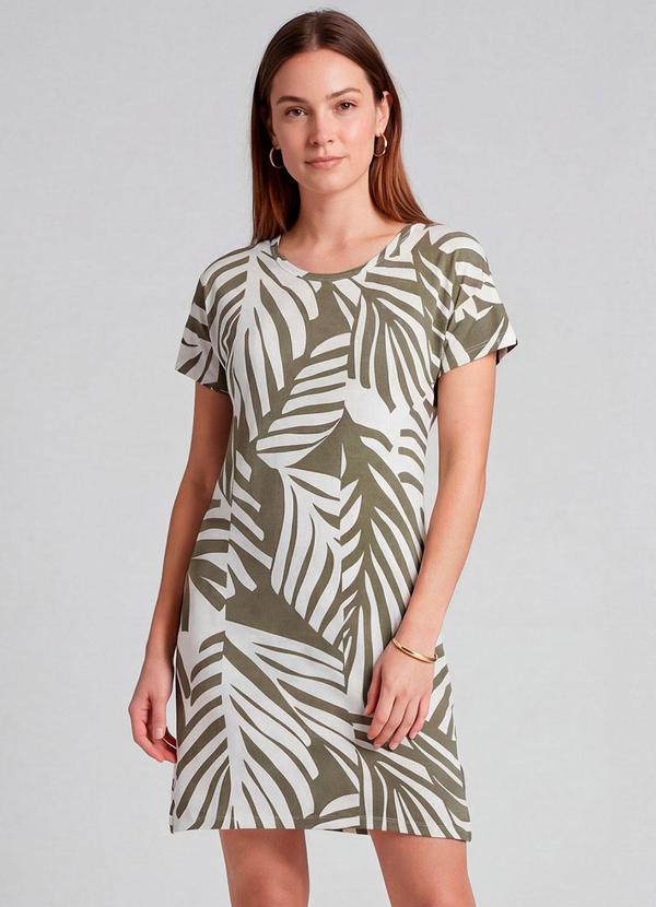 Infinita Cor - Vestido Básico com Gola Redonda Verde