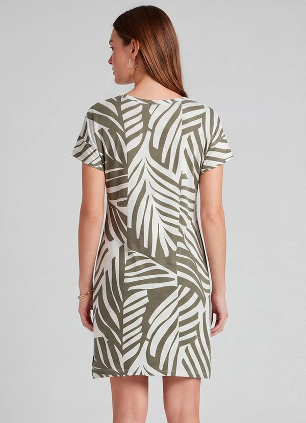 Infinita Cor - Vestido Básico com Gola Redonda Verde 2