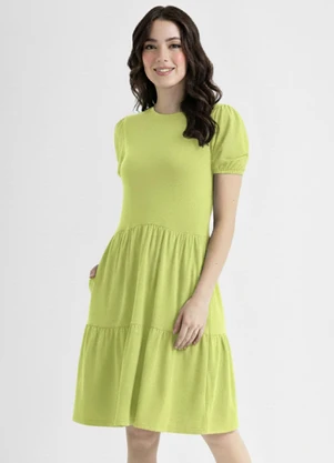Just Basic - Vestido Básico em Meia Malha Verde - JUST BASIC