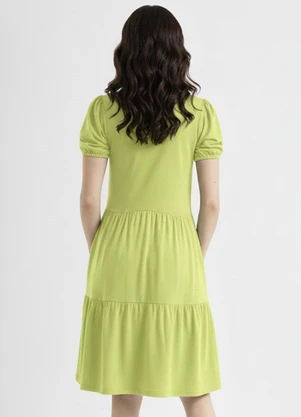 Just Basic - Vestido Básico em Meia Malha Verde - JUST BASIC