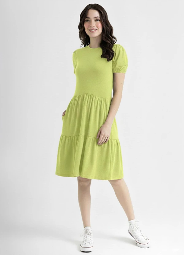 Just Basic - Vestido Básico em Meia Malha Verde 3