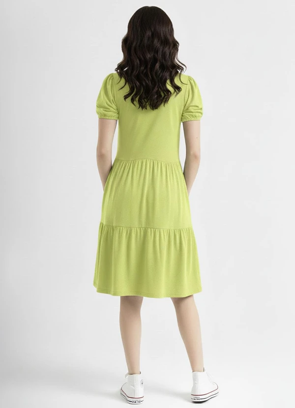 Just Basic - Vestido Básico em Meia Malha Verde 4