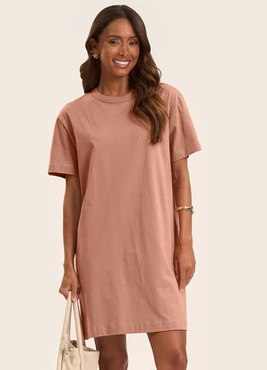 Rovitex - Vestido Básico T-Shirt Feminino Marrom - ROVITEX