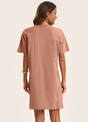 Rovitex - Vestido Básico T-Shirt Feminino Marrom - ROVITEX