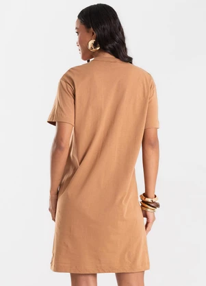 Rovitex - Vestido Básico T-Shirt Feminino Marrom - ROVITEX
