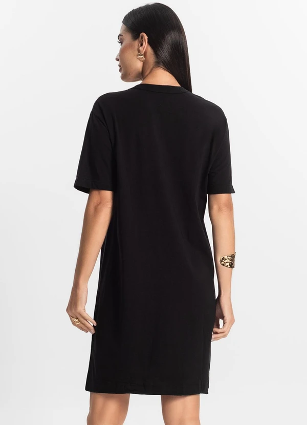 Rovitex - Vestido Básico T-Shirt Feminino Preto 2