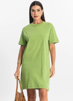 Rovitex - Vestido Básico T-Shirt Feminino Verde - ROVITEX