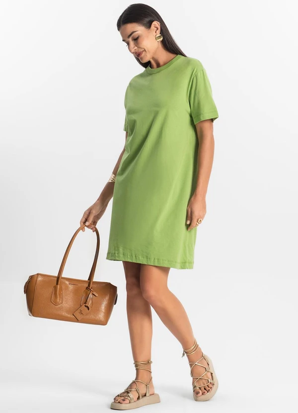 Rovitex - Vestido Básico T-Shirt Feminino Verde 3
