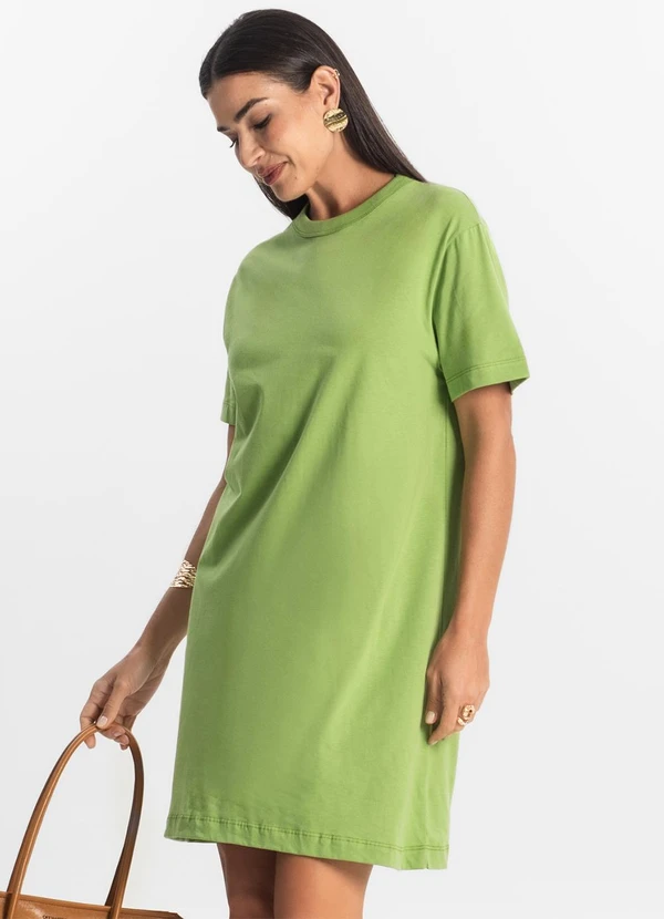Rovitex - Vestido Básico T-Shirt Feminino Verde 4