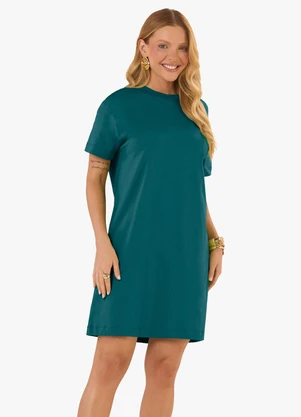 Rovitex - Vestido Básico T-Shirt Feminino Verde - ROVITEX