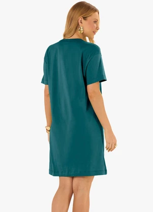 Rovitex - Vestido Básico T-Shirt Feminino Verde - ROVITEX