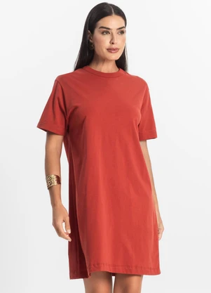 Rovitex - Vestido Básico T-Shirt Feminino Vermelho - ROVITEX