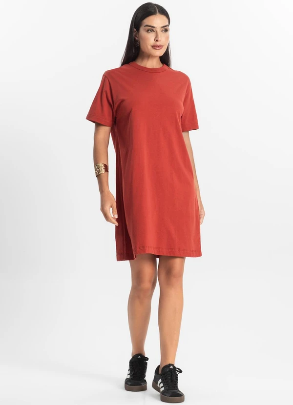 Rovitex - Vestido Básico T-Shirt Feminino Vermelho 3