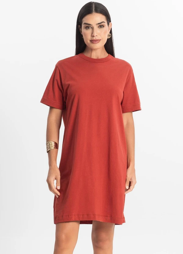 Rovitex - Vestido Básico T-Shirt Feminino Vermelho 4