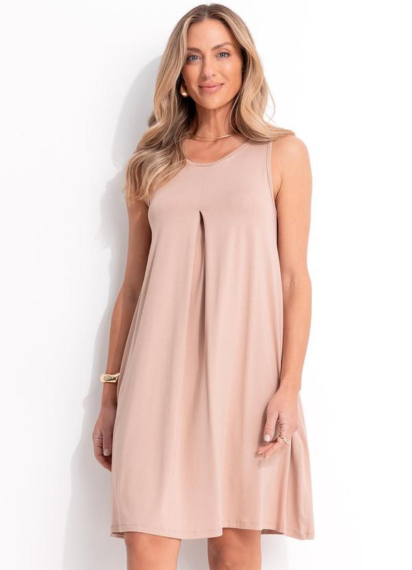 Vestido (Bege Claro) em Malha de Viscose