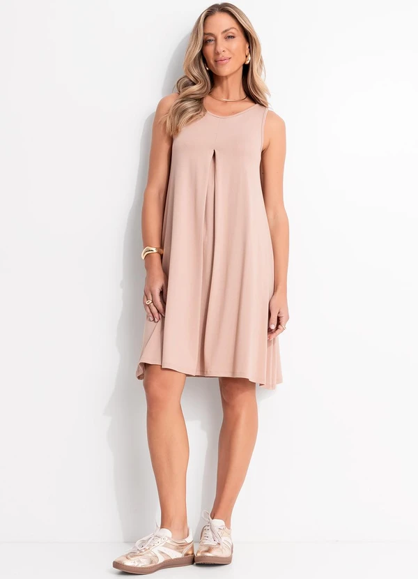 Quintess - Vestido Bege Claro em Malha de Viscose 3