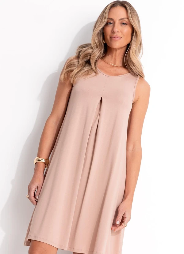 Quintess - Vestido Bege Claro em Malha de Viscose 6