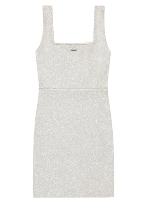 Enfim - Vestido Bege Curto Justo em Lurex - ENFIM