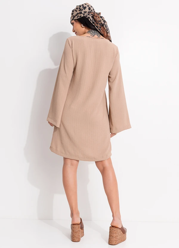 Quintess - Vestido Bege em Crepe Plano 5