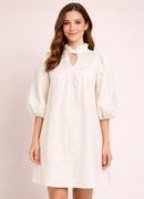 Vestido Bege em Jacquard de Poli�ster