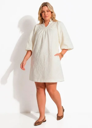 Quintess - Vestido Bege em Jacquard de Poliéster - QUINTESS