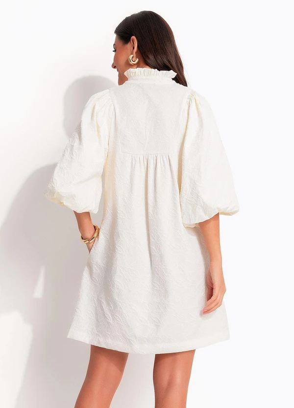 Quintess - Vestido Bege em Jacquard de Poliéster 2