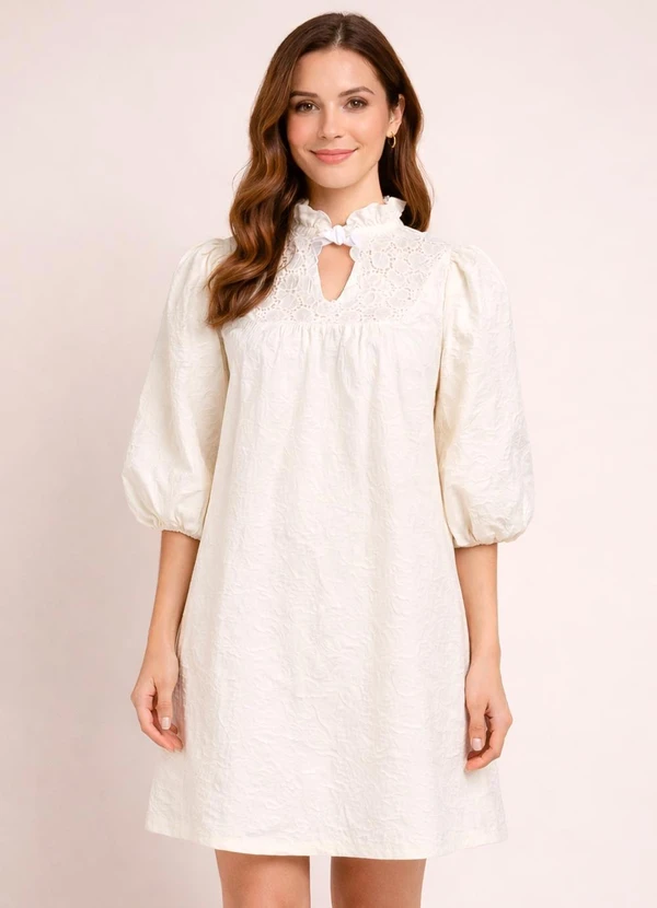 Quintess - Vestido Bege em Jacquard de Poliéster 6