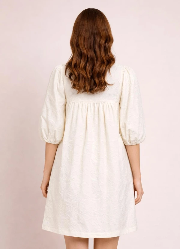 Quintess - Vestido Bege em Jacquard de Poliéster 7