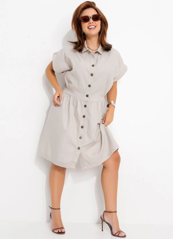 Quintess - Vestido Bege em Jeans 10