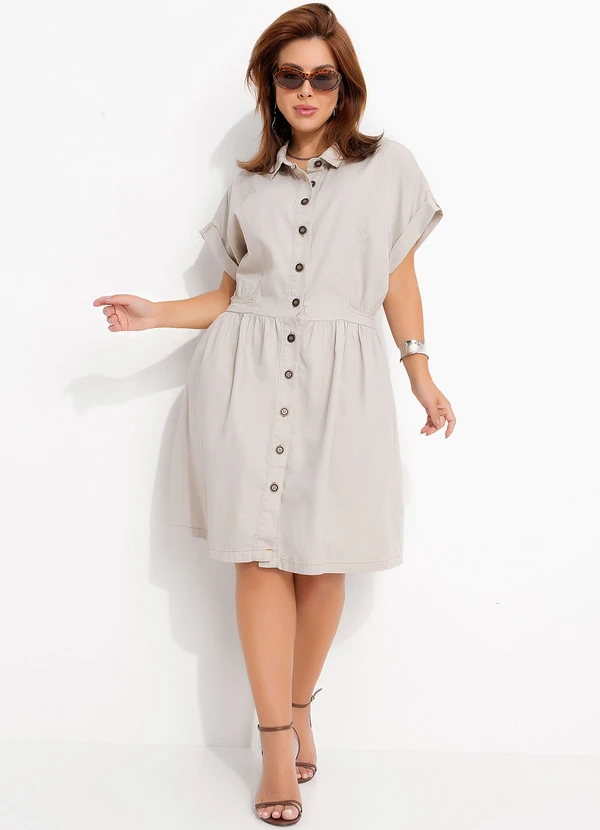 Quintess - Vestido Bege em Jeans