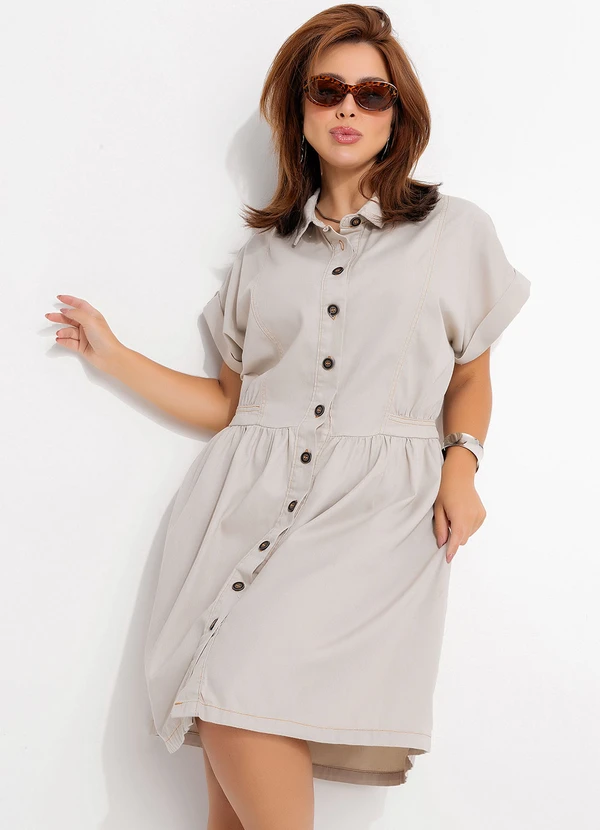 Quintess - Vestido Bege em Jeans 8