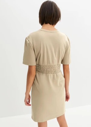 bonprix - Vestido Bege em Malha de Algodão - BONPRIX
