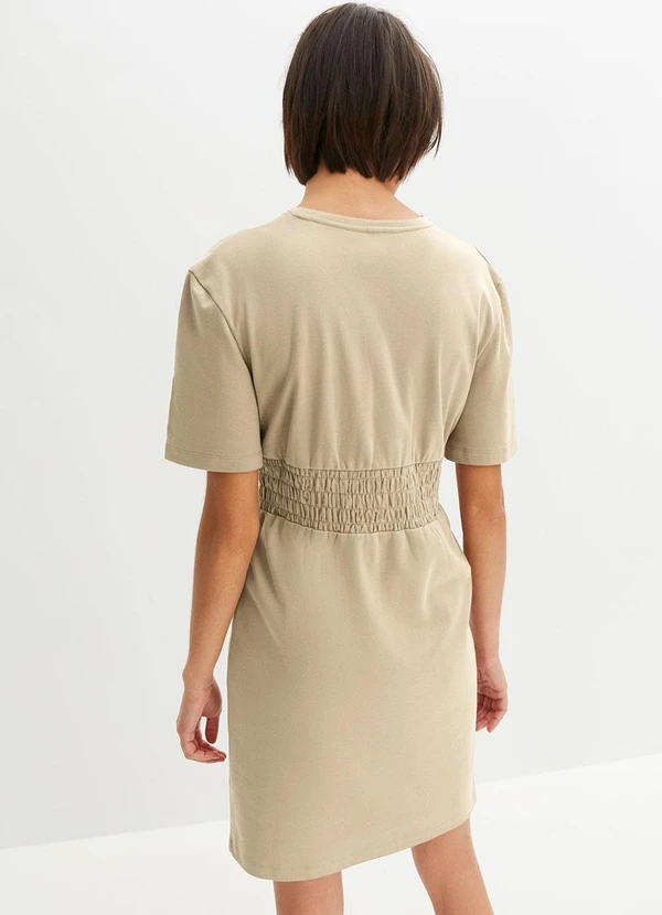 bonprix - Vestido Bege em Malha de Algodão 2