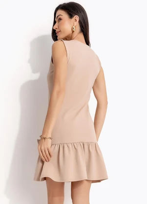 Quintess - Vestido Bege em Malha Twill - QUINTESS