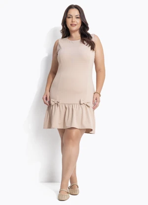 Quintess - Vestido Bege em Malha Twill - QUINTESS