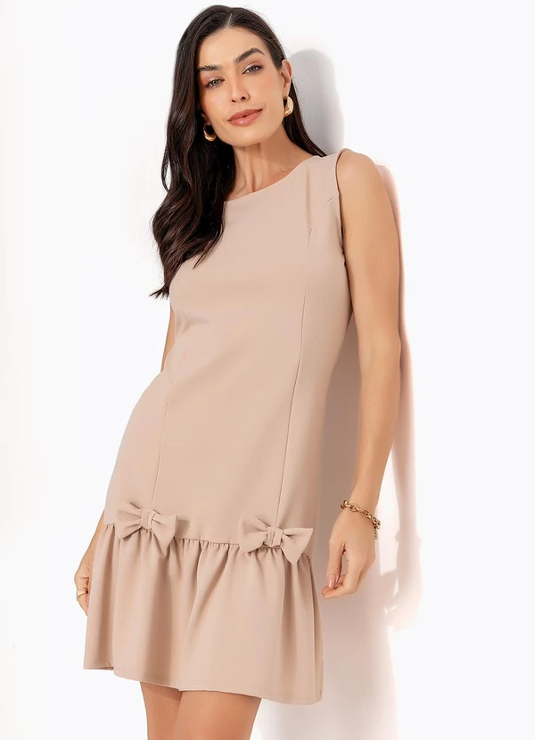 Quintess - Vestido Bege em Malha Twill 8